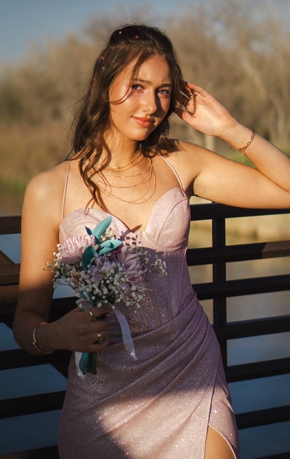 Photo of the model a rose gown